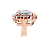 Rose gold Radiant Cut Diamond Halo Ring with Round Brilliant Halo and Solitaire Band_109
