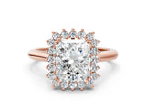 Rose gold Radiant Cut Diamond Halo Ring with Solitaire Band and Prong Setting_70