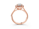 Rose gold Radiant Cut Diamond Halo Ring with Solitaire Band and Prong Setting_73