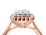 Rose gold Radiant Cut Diamond Halo Ring with Solitaire Band and Prong Setting_74