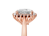 Rose gold Radiant Cut Diamond Halo Ring with Solitaire Band and Prong Setting_75