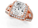 Rose gold Radiant Cut Diamond Halo Ring with Split Shank and Bezel Accents and Four-Prong Setting_10