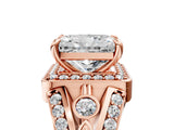 Rose gold Radiant Cut Diamond Halo Ring with Split Shank and Bezel Accents and Four-Prong Setting_14
