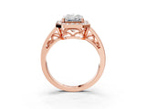 Rose gold Radiant Cut Diamond Halo Ring with Split Shank and Bezel Accents and Prong Setting_17