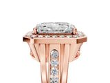 Rose gold Radiant Cut Diamond Halo Ring with Split Shank and Bezel Accents and Prong Setting_19