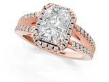 Rose gold Radiant Cut Diamond Halo Split Shank Engagement Ring_40