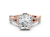 Rose gold Radiant Cut Diamond  Halo Twist Band Solitaire Prong Setting Ring_101