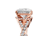 Rose gold Radiant Cut Diamond  Halo Twist Band Solitaire Prong Setting Ring_106
