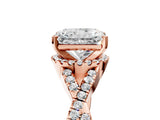 Rose gold Radiant Cut Diamond  Halo Twist Band Solitaire Prong Setting Ring_29