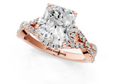 Rose gold Radiant Cut Diamond  Halo Twist Band Solitaire Prong Setting Ring_55