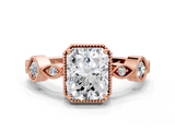 Rose gold Radiant Cut Diamond Milgrain Marquise Band with Prong Setting_3