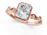 Rose gold Radiant Cut Diamond Milgrain Marquise Band with Prong Setting_4
