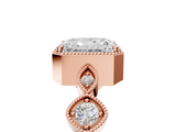 Rose gold Radiant Cut Diamond Milgrain Marquise Band with Prong Setting_8