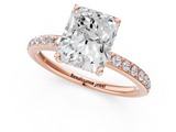Rose gold Radiant Cut Diamond Pavé Band Ring with Four-Prong Setting_41