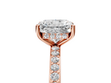 Rose gold Radiant Cut Diamond Pavé Band Ring with Four-Prong Setting_45