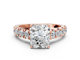 Rose gold Radiant Cut Diamond Pavé Band Solitaire with Four-Prong Setting_23