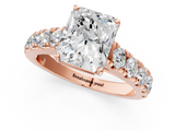 Rose gold Radiant Cut Diamond Pavé Band Solitaire with Four-Prong Setting_24
