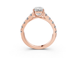 Rose gold Radiant Cut Diamond Pavé Band Solitaire with Four-Prong Setting_26