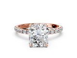 Rose gold Radiant Cut Diamond Pavé Band Solitaire with Four-Prong Setting_3