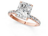 Rose gold Radiant Cut Diamond Pavé Band Solitaire with Four-Prong Setting_4