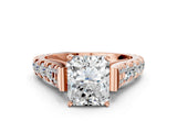 Rose gold Radiant Cut Diamond Pavé Band Solitaire with Four-Prong Setting_45