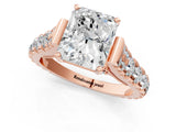 Rose gold Radiant Cut Diamond Pavé Band Solitaire with Four-Prong Setting_46