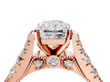 Rose gold Radiant Cut Diamond Pavé Band Solitaire with Four-Prong Setting_49