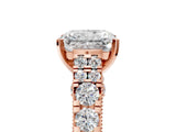 Rose gold Radiant Cut Diamond Pavé Band Solitaire with Four-Prong Setting_50