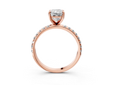 Rose gold Radiant Cut Diamond Pavé Band Solitaire with Four-Prong Setting_6
