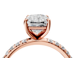Rose gold Radiant Cut Diamond Pavé Band Solitaire with Four-Prong Setting_7
