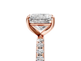 Rose gold Radiant Cut Diamond Pavé Band Solitaire with Four-Prong Setting_8