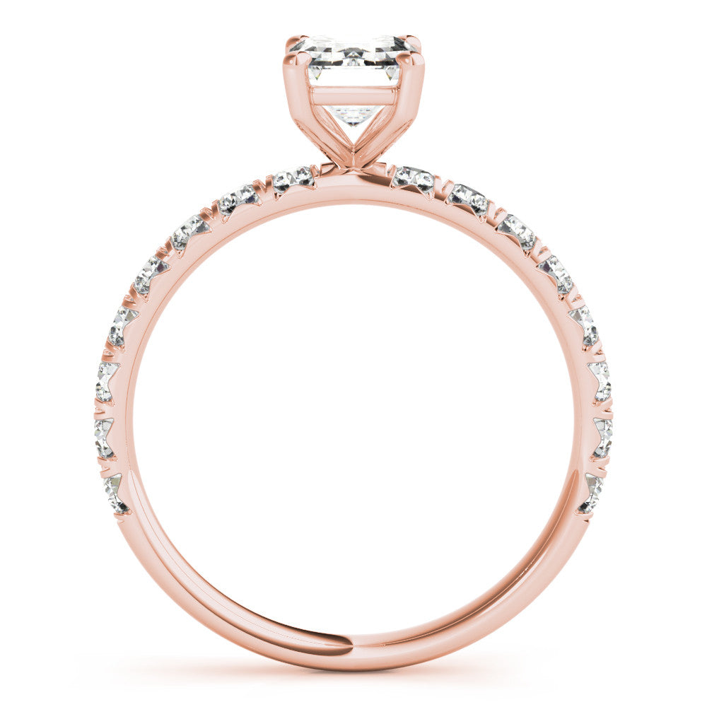 Rose gold Radiant Cut Diamond Pavé Band with Four-Prong Setting 1