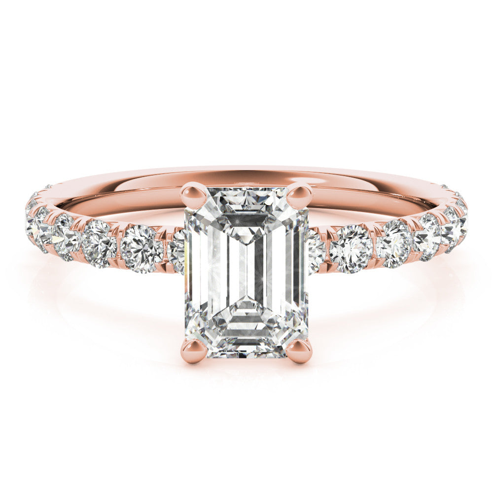 Rose gold Radiant Cut Diamond Pavé Band with Four-Prong Setting