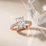Rose gold Radiant Cut Diamond Pavé Band with Four-Prong Setting_15