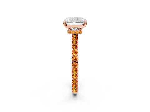 Rose gold Radiant Cut Diamond Pavé Engagement Ring with Round with Citrine side stone Accents and Prong Setting_2