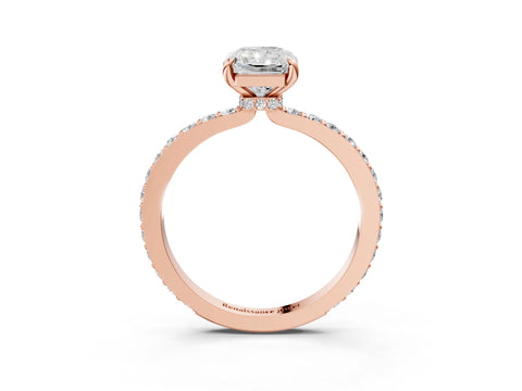 Rose gold Radiant Cut Diamond Pavé Engagement Ring with Round with Moissanite side stone Accents and Prong Setting_3