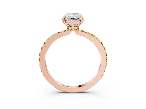 Rose gold Radiant Cut Diamond Pavé Engagement Ring with Round with Yellow Sapphire side stone Accents and Prong Setting_3