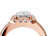 Rose gold Radiant Cut Diamond Pavé Halo Ring with Four-Prong Setting_38