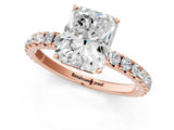 Rose gold Radiant Cut Diamond Pavé Solitaire Engagement Ring with Four-Prong Setting_62