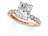 Rose gold Radiant Cut Diamond Pavé Solitaire Ring with Round Band and Prong Setting_21