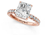 Rose gold Radiant Cut Diamond Pavé Solitaire Ring with Round Band and Prong Setting_27
