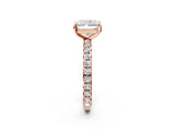 Rose gold Radiant Cut Diamond Pavé Solitaire Ring with Round Band and Prong Setting_28