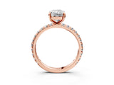 Rose gold Radiant Cut Diamond Pavé Solitaire Ring with Round Band and Prong Setting_29