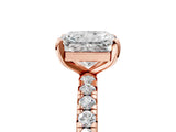 Rose gold Radiant Cut Diamond Pavé Solitaire Ring with Round Band and Prong Setting_31