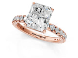 Rose gold Radiant Cut Diamond Pavé Solitaire Ring with Round Band and Prong Setting_45