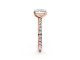 Rose gold Radiant Cut Diamond Pavé Solitaire Ring with Round Band and Prong Setting_46