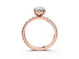 Rose gold Radiant Cut Diamond Pavé Solitaire Ring with Round Band and Prong Setting_47