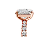 Rose gold Radiant Cut Diamond Pavé Solitaire Ring with Round Band and Prong Setting_49