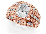 Rose gold Radiant Cut Diamond Pave Art Deco Split Shank Ring with Four-Prong Setting_14