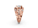 Rose gold Radiant Cut Diamond Pave Art Deco Split Shank Ring with Four-Prong Setting_15
